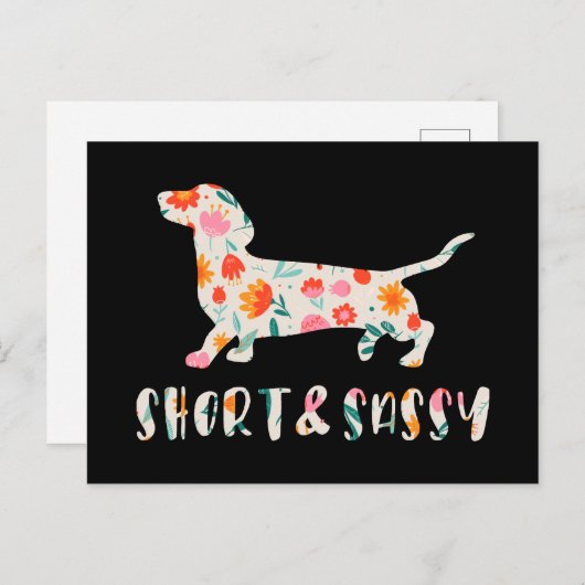 Korte en Sassy Dachshund bloemenhond Briefkaart (Voorkant / Achterkant)