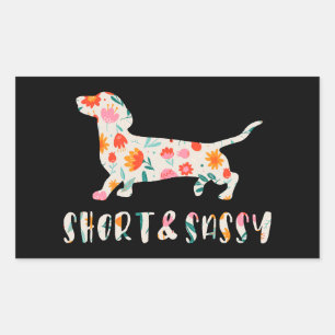 Korte en Sassy Dachshund bloemenhond Rechthoekige Sticker