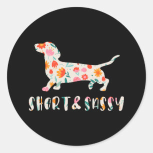 Korte en Sassy Dachshund bloemenhond Ronde Sticker