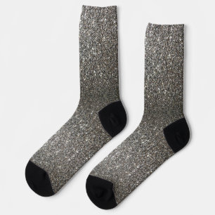 Korte Faux Shimmer Bright Silver Glitter Texture Sokken
