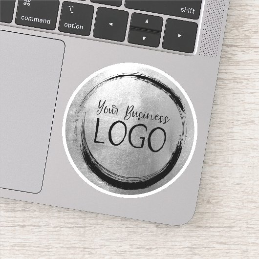 Korte Faux Silver Grey Folie Circle Business Logo Sticker (Detail)