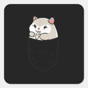 Korte hamster in Birthday Vierkante Sticker