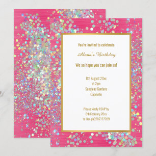 KORTE HOT PINK TEXTURED HOLOGRAPHIC SPOT KAART