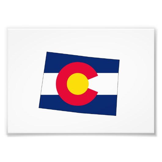 Korte kaart en vlag van de staat Colorado Foto Afdruk (Voorkant)