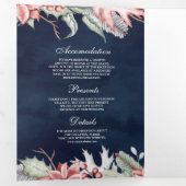 Korte kerst met kaarsblauw QR-code marineverbindin Drieluik Uitnodiging (Binnenzijde eerst)