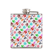 Korte kleurrijke grappige monsters heupfles (Achterkant)