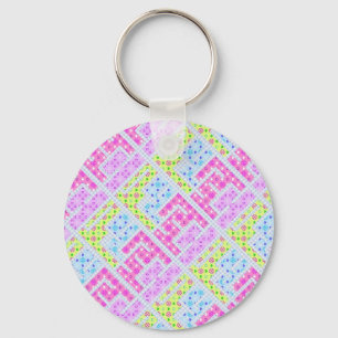 Korte, kleurrijke grijze geometrische graffiti pat sleutelhanger