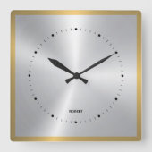 Korte metalen zilver Goud Accent Vierkante Klok (Voorkant)