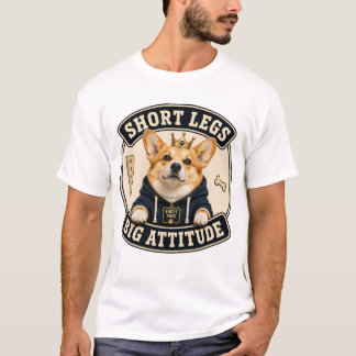 Korte poten grote attitude Funny Corgi T-shirt voo