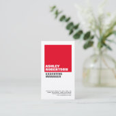Korte rode witte vlek - minimalistisch visitekaartje (Staand voorkant)