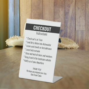 Korte termijn huur checkout instructies Vakantie Reclamebord Met Voetstuk