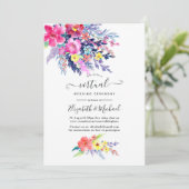 Korte Waterverf Floral Online Virtual Wedding Kaart (Staand voorkant)