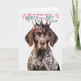 Korthaar Pointer Dog Queen voor Dag Funny Verjaard Kaart