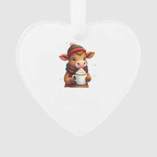 Kortharige Koe Penseelstreek Kerst T-Shirt (4) Ornament