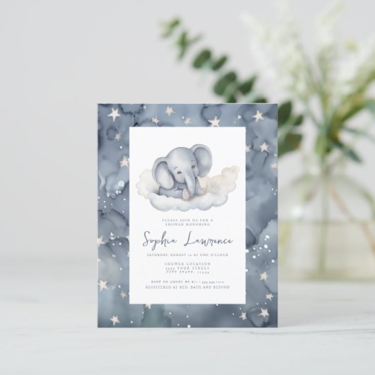 Korting Baby Olifant Baby shower Invitation (Staand voorkant)