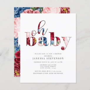 Korting Blauw en Rode Floral, Baby shower