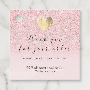 Korting Code Logo Gold Heart Hartelijk dank Roze Bedankjes Labels