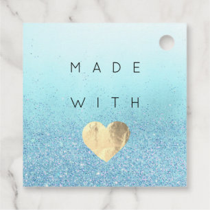 Korting Code Logo Gold Heart Kraft - Blauw Bedankjes Labels