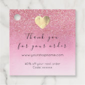 Korting Code Logo Gold Heart Kraft Dank Roos Bedankjes Labels (Voorkant)