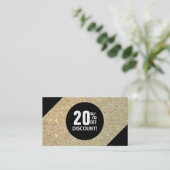 Korting Coupon Kaart Gold Glitter Black Mode (Staand voorkant)