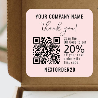 Korting Coupon QR Code Zakelijk Roze Bedankt Vierkante Sticker