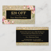 Korting Coupon Schoonheidssalon Floral Gold Glitte (Voorkant / Achterkant)