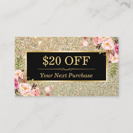 Korting Coupon Schoonheidssalon Floral Gold Glitte (Voorkant)