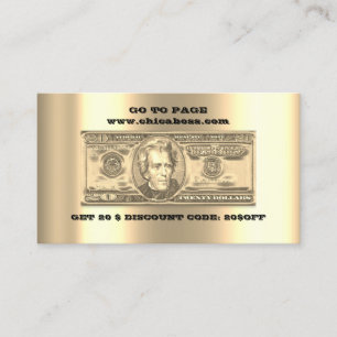 Korting invoegen Kaart 20$ Online QR-codes Gold Visitekaartje