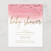 Korting roze Waterverf, Baby shower (Voorkant)