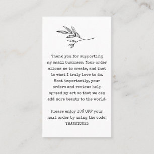 Korting voor kleine zakelijke klanten visitekaartje