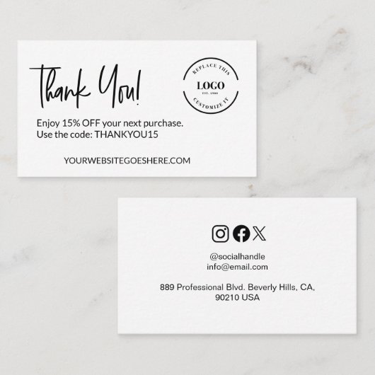  kortingscode voor zakelijke Logo Visitekaartje (Voorkant / Achterkant)