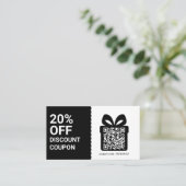 Kortingscoupon QR-code zwarte marketing Visitekaartje (Staand voorkant)