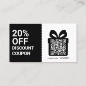 Kortingscoupon QR-code zwarte marketing Visitekaartje (Voorkant)