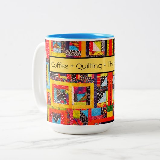 Kortkoffie gebold Improv Patchwork  Tweekleurige Koffiemok (Voorkant links)