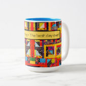 Kortkoffie gebold Improv Patchwork  Tweekleurige Koffiemok (Voorkant rechts)