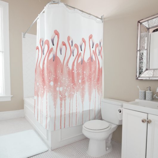 Kortkoraal Flamingo douchegordijn (In situ)