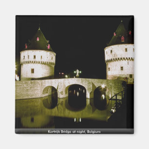 Kortrijkse brug bij nacht, België Magneet