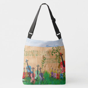 Kortstondig gekleurde Violin Garden met naamoptie Crossbody Tas