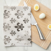 Kortstondig, grijs vleur de lis pattern theedoek (Quarter Fold)