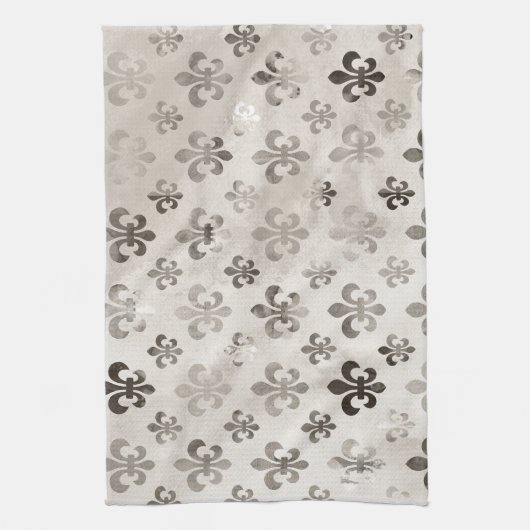 Kortstondig, grijs vleur de lis pattern theedoek (Verticaal)