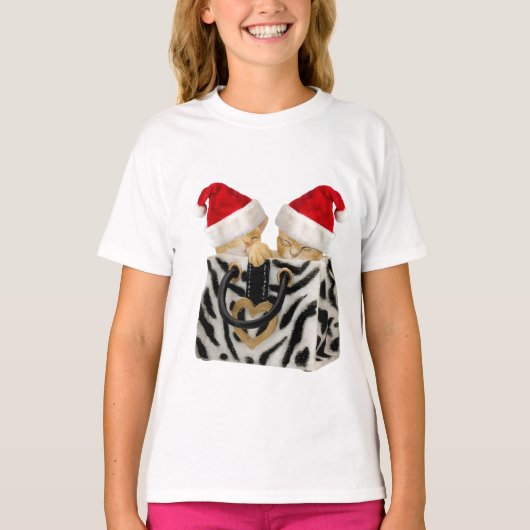 Kortstondige Kittens in Zebra Print Handbag T-shirt (Voorkant)