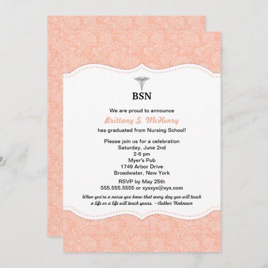 Kortstondige koraaldamp van het afstuderen BSN RN  Kaart (Voorkant / Achterkant)