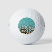 Kortstonige rode lichtblauwe faux glitter leopard golfballen (Voorkant)