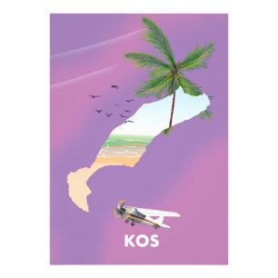 Kos Greece illustreerde kaart. Foto Afdruk
