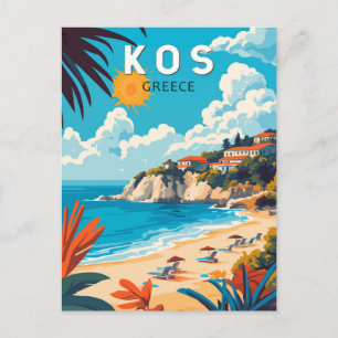 Kos Griekenland Travel Art Vintage Briefkaart