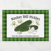 Kosher Dill augurken Plaid H Eten Label Voedselcontainer Etiket (Enkel label)