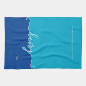 Kosher Kitchen Script Dairy met Hebreeuws Blue Theedoek (Horizontaal)