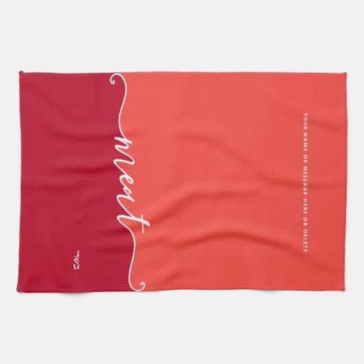 Kosher Kitchen Script Vlees met Hebreeuws Red Theedoek (Horizontaal)