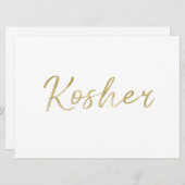 "Kosher"-voedselbord | Stijlvol goud met briefjes (Voorkant / Achterkant)