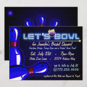 Kosmic Glow Bowling Bridal Shower-uitnodigingen Kaart (Voorkant / Achterkant)